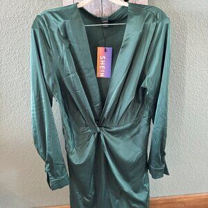 Plunge neckline holiday dress.